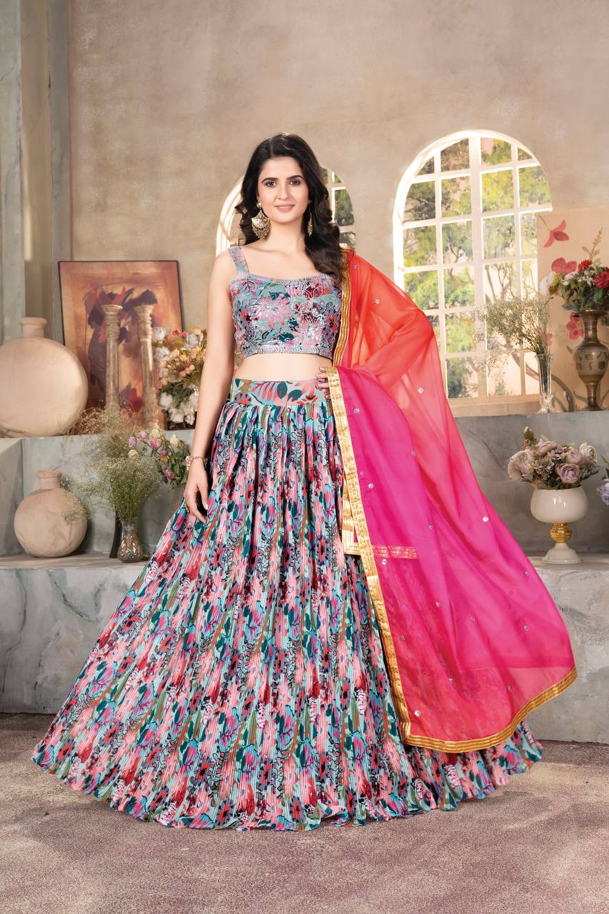 Lehenga Mart Designer Bollywood Style Wedding Wear Lehenga Choli - Multicolor