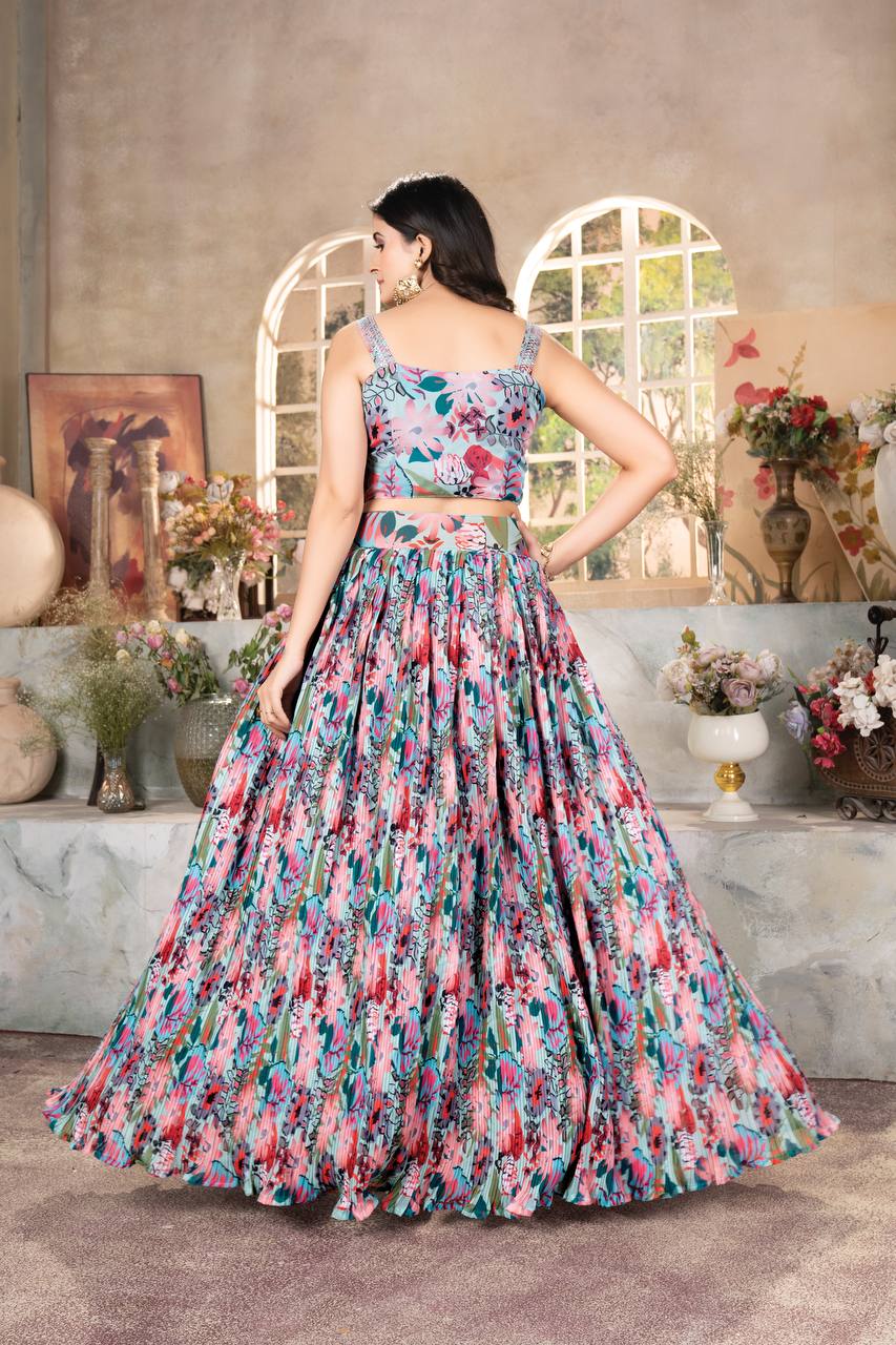Lehenga Mart Designer Bollywood Style Wedding Wear Lehenga Choli - Multicolor