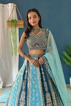 Lehenga Mart Designer Bollywood Style Wedding Wear Lehenga Choli - Aqua-Blue
