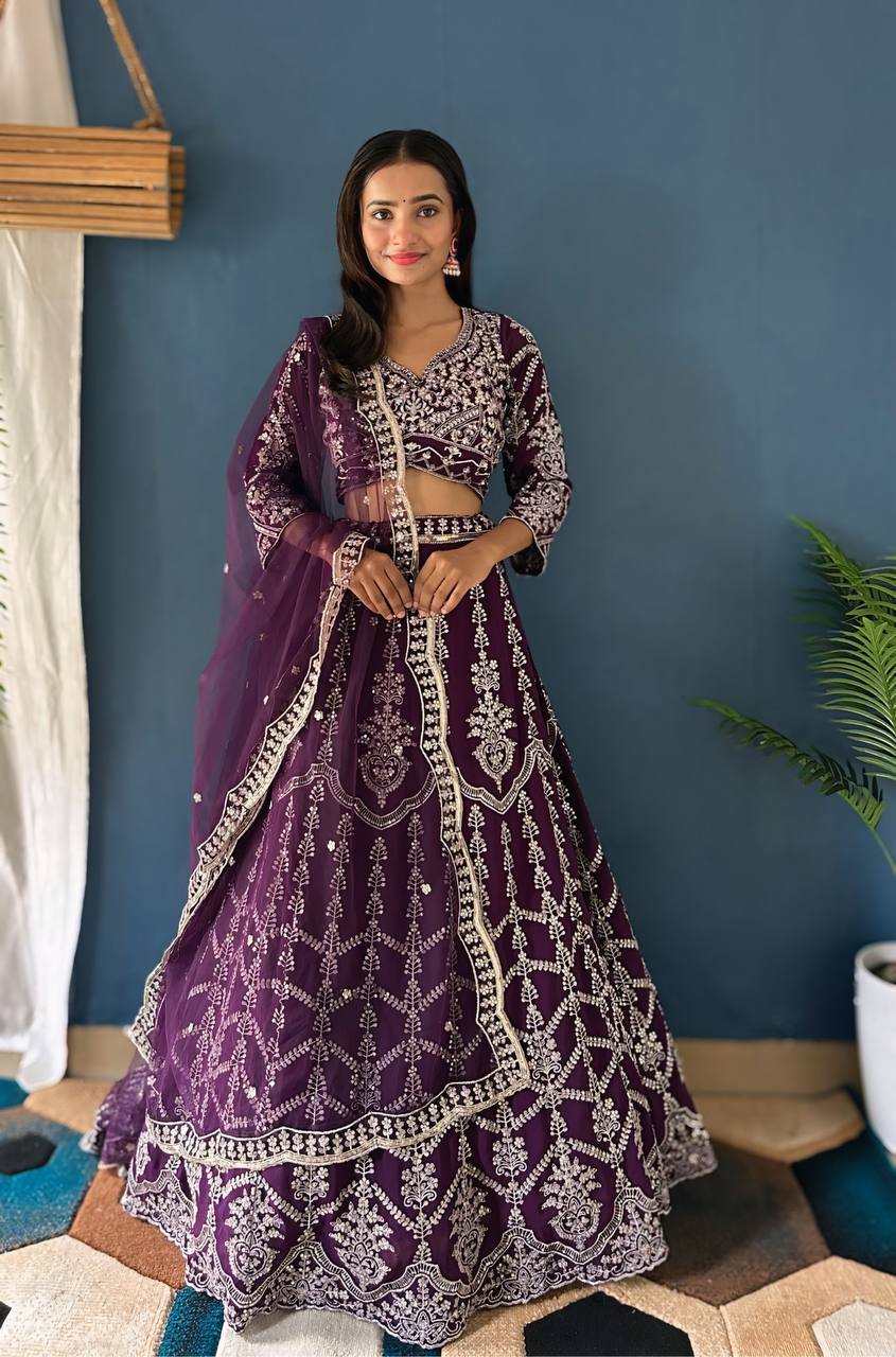 Lehenga Mart Designer Bollywood Style Wedding Wear Lehenga Choli - Purple