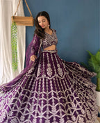 Lehenga Mart Designer Bollywood Style Wedding Wear Lehenga Choli - Purple