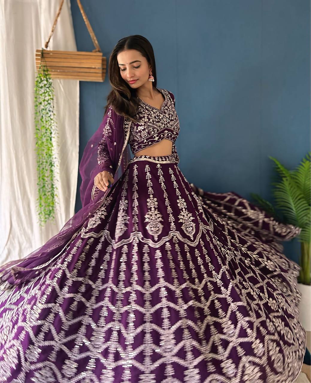 Lehenga Mart Designer Bollywood Style Wedding Wear Lehenga Choli - Purple
