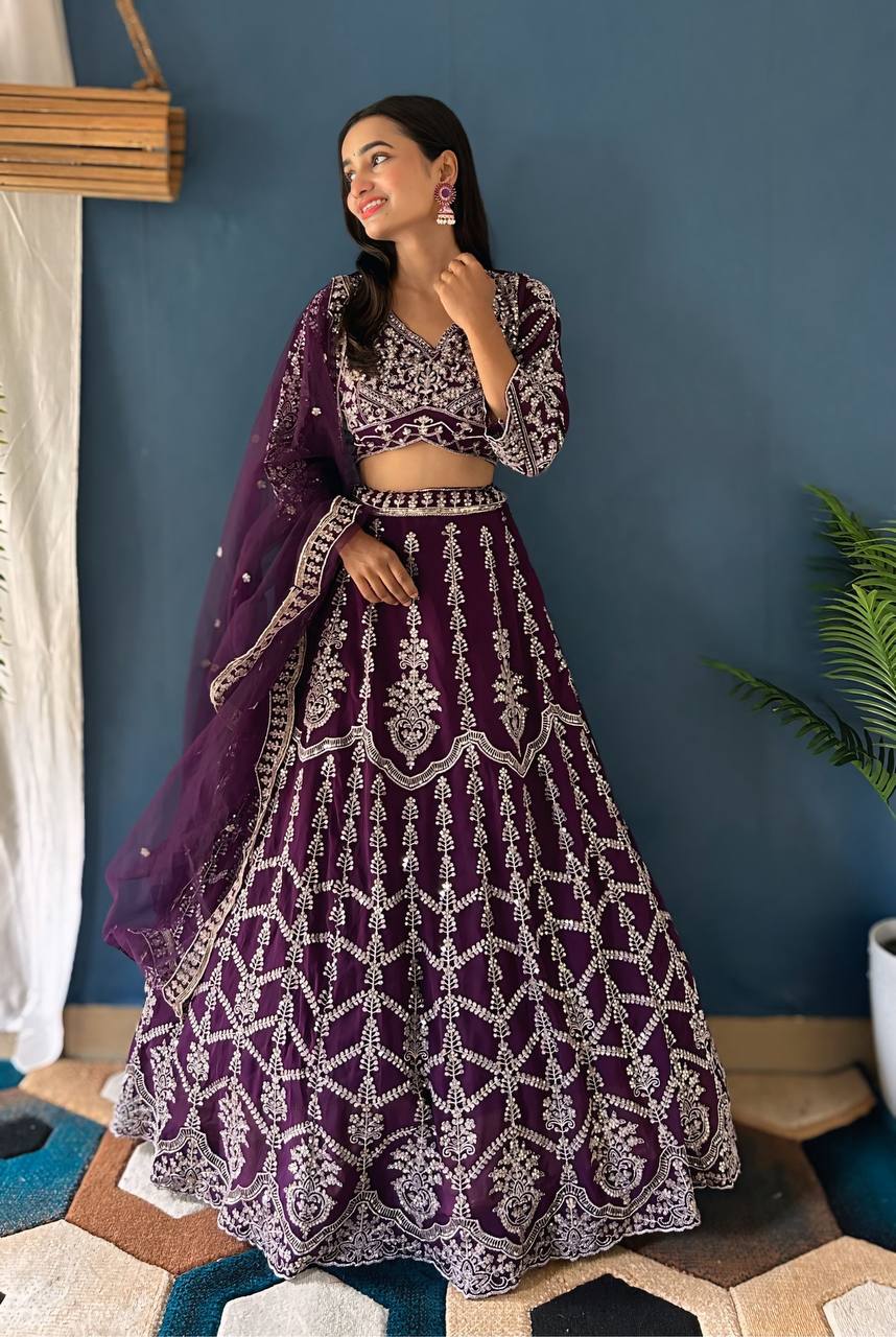 Lehenga Mart Designer Bollywood Style Wedding Wear Lehenga Choli - Purple