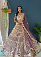 Lehenga Mart Designer Bollywood Style Wedding Wear Lehenga Choli - Light-Purple