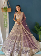 Lehenga Mart Designer Bollywood Style Wedding Wear Lehenga Choli - Light-Purple