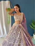 Lehenga Mart Designer Bollywood Style Wedding Wear Lehenga Choli - Light-Purple