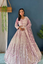 Lehenga Mart Designer Bollywood Style Bridal Lehenga Choli - Light-Purple
