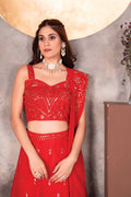 Lehenga Mart Designer Bollywood Style Wedding Wear Lehenga Choli - Red