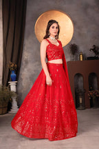 Lehenga Mart Designer Bollywood Style Wedding Wear Lehenga Choli - Red