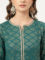 FIORRA Women's Teal Green Poly Crepe A-Line Kurta Set