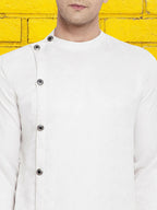 Even Apparels Men's Asymetrical White Sherwani Kurta