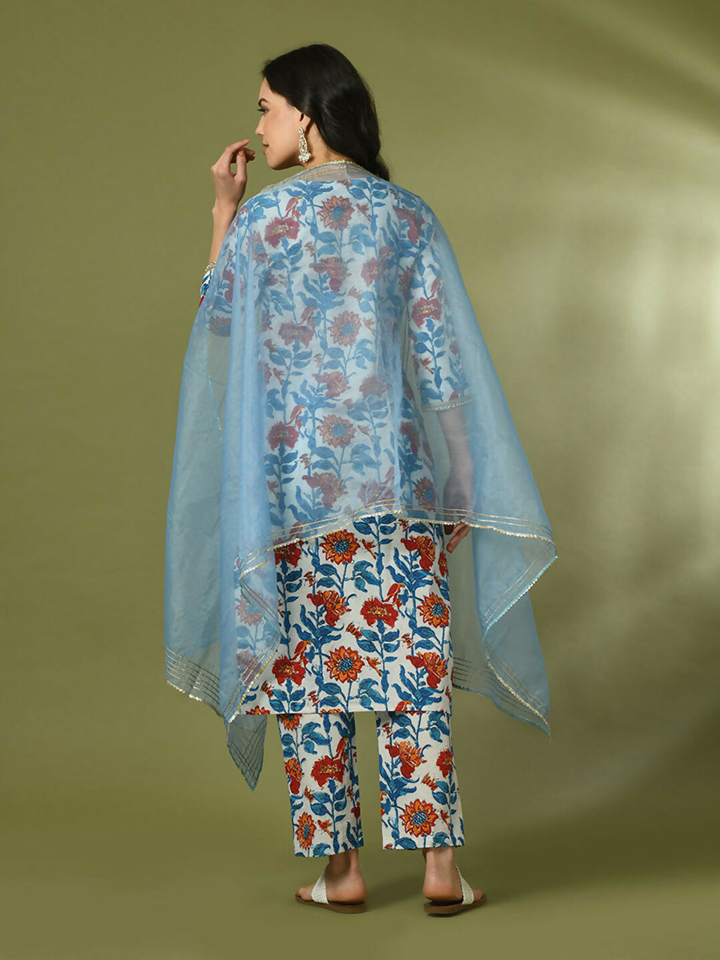 Myshka Women's Multi Printed Cotton Straight Party Kurta Set With Dupatta