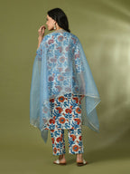 Myshka Women's Multi Printed Cotton Straight Party Kurta Set With Dupatta