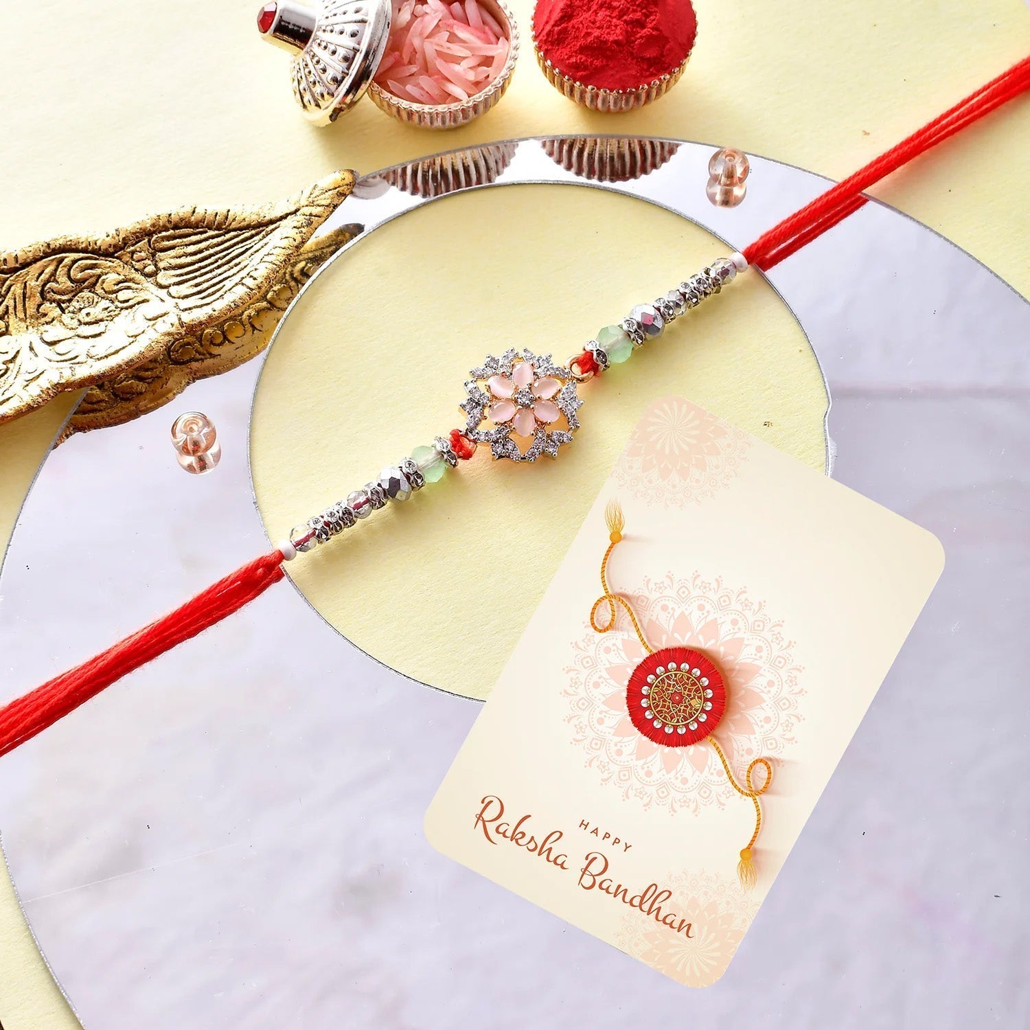 trueBrowns X Voylla Men's American Diamond Red Thread Rakhi For Brother - Distacart