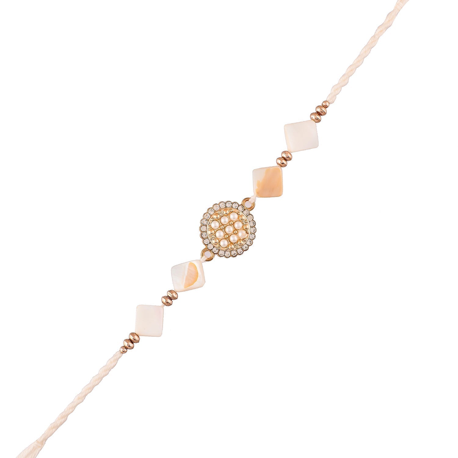 trueBrowns X Voylla White Pearls And Shell Men's Rakhi For Brother - Distacart