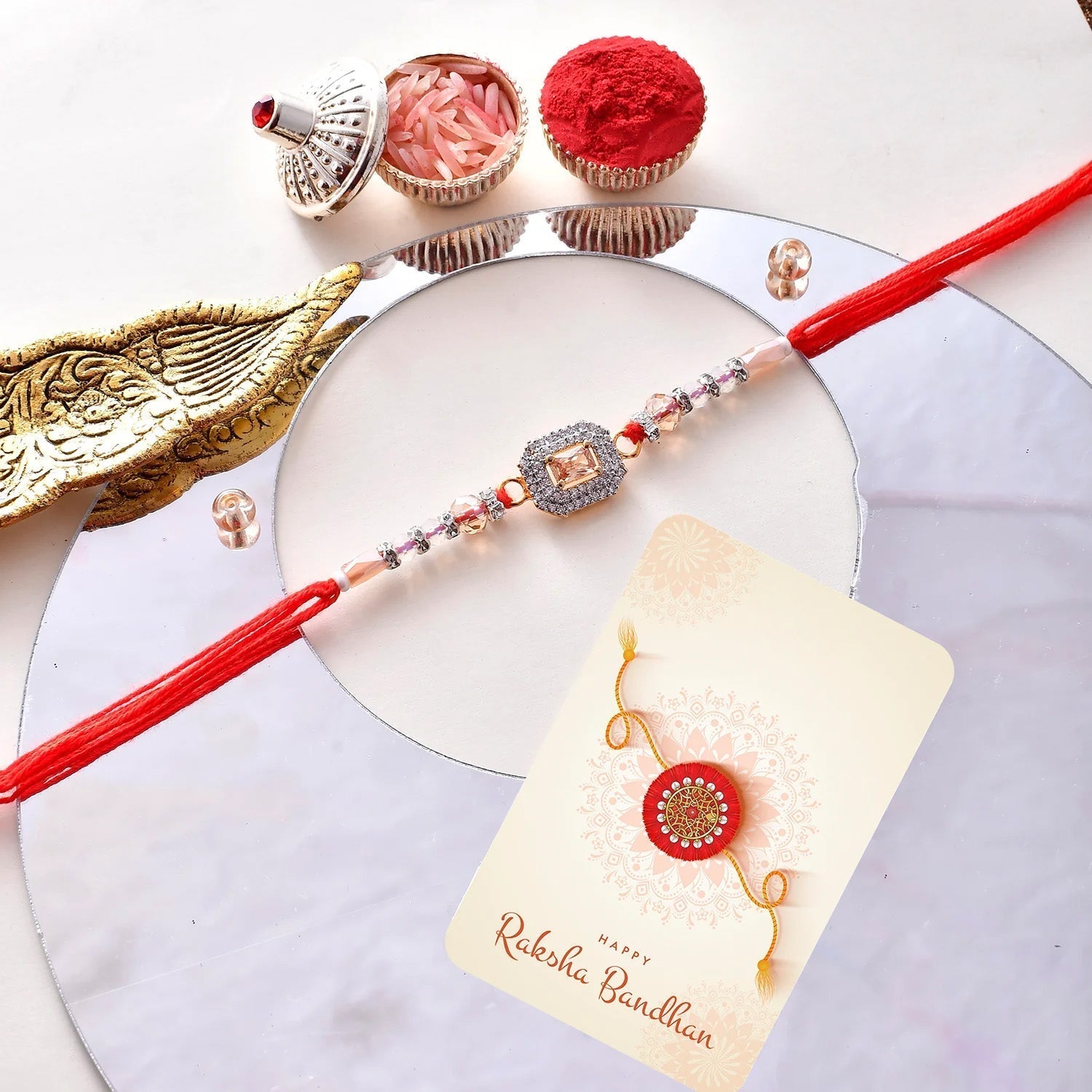 trueBrowns X Voylla Men's Designer American Diamond Beaded Thread Rakhi For Brother - Distacart