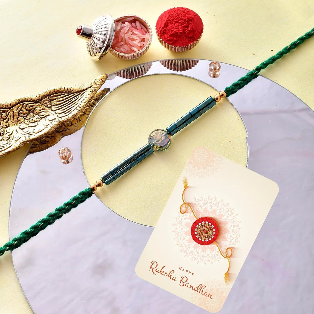 trueBrowns X Voylla Men's Om Green Beads Thread Rakhi For Brother - Distacart