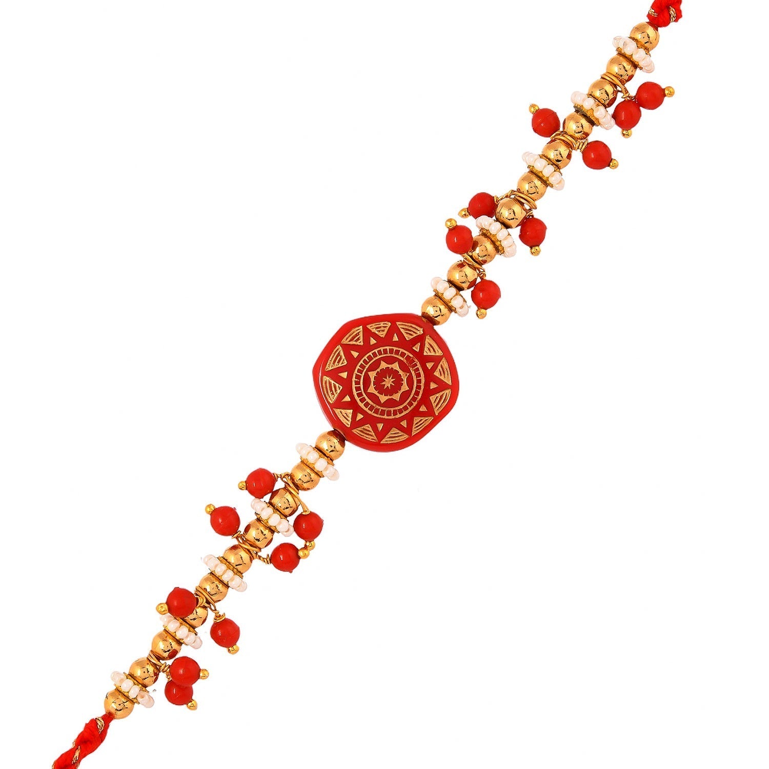 trueBrowns X Voylla Men's Red Enamelled White Pearls Thread Rakhi For Brother - Distacart
