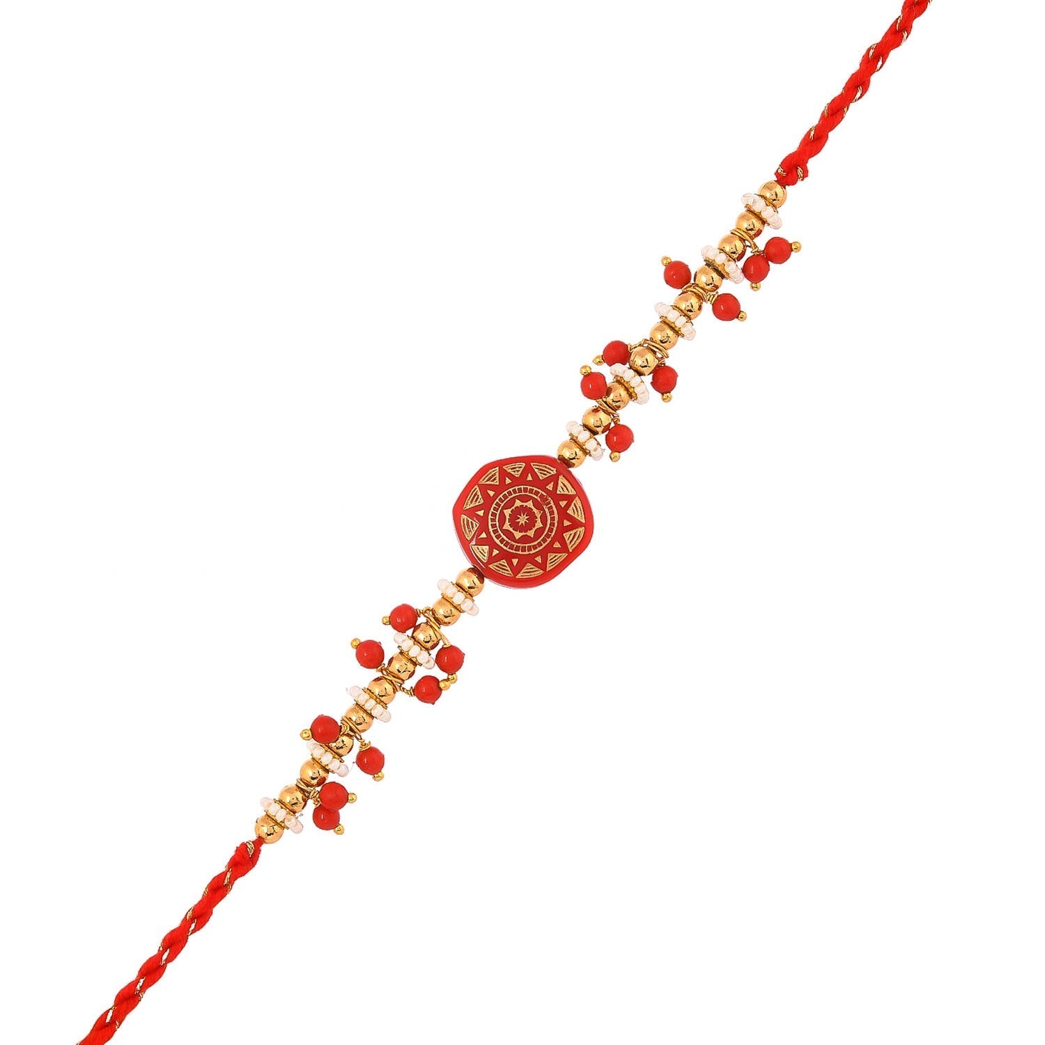 trueBrowns X Voylla Men's Red Enamelled White Pearls Thread Rakhi For Brother - Distacart
