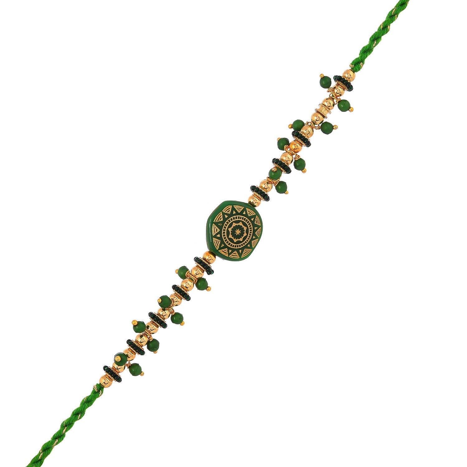trueBrowns X Voylla Men's Green Enamelled White Pearls Thread Rakhi For Brother - Distacart