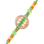 trueBrowns X Voylla Men's Green Thread Traditional Design White Pearls Rakhi For Brother - Distacart