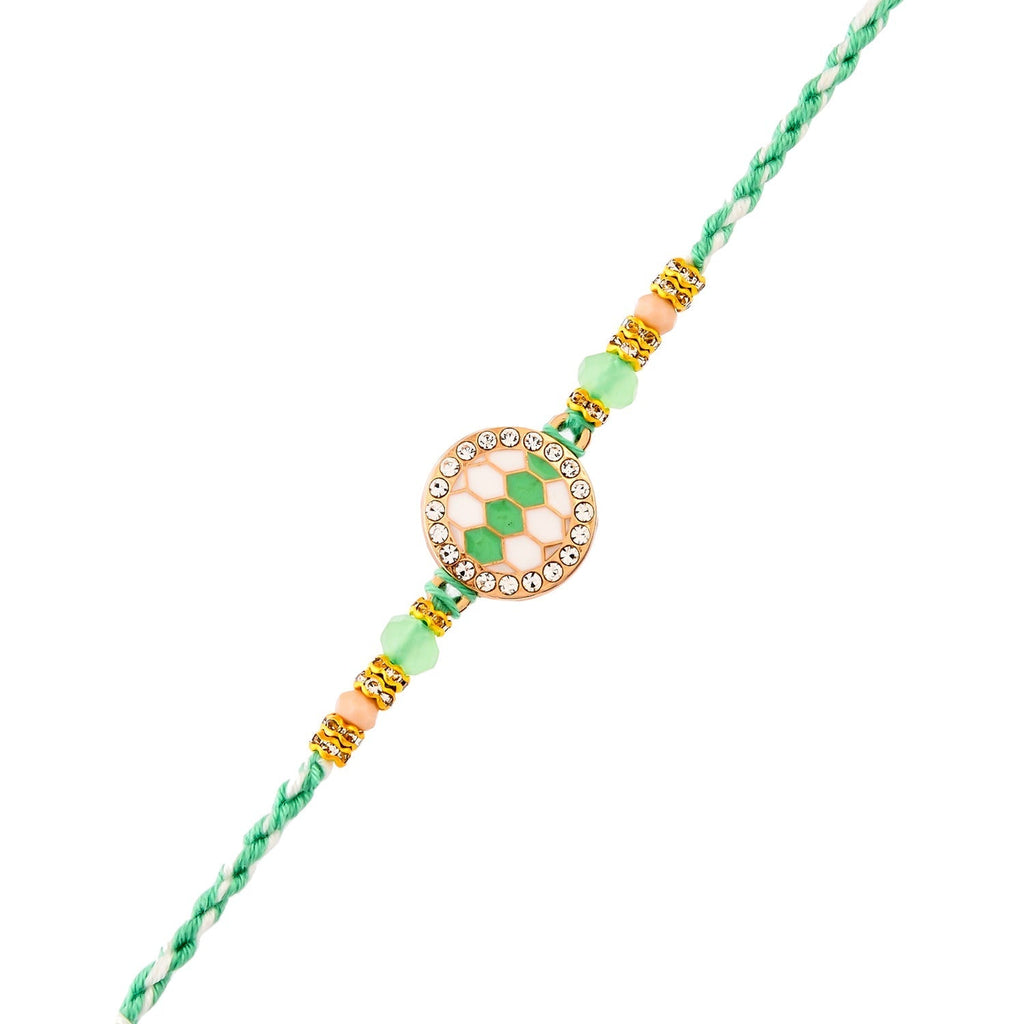 trueBrowns X Voylla Men's Green Thread Traditional Design White Pearls Rakhi For Brother - Distacart