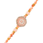 trueBrowns X Voylla Men's Orange Thread Traditional Design White Pearls Rakhi For Brother - Distacart