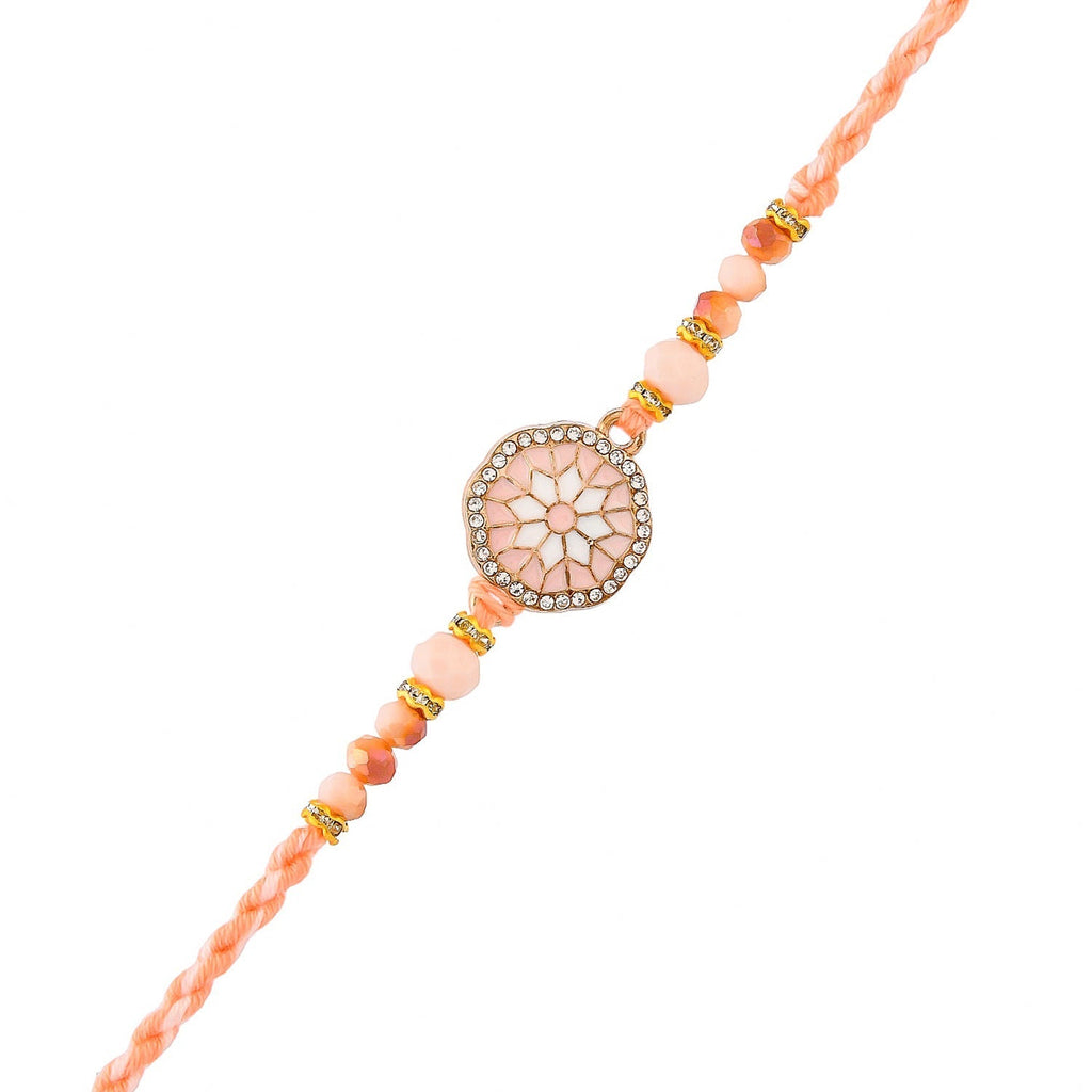 trueBrowns X Voylla Men's Orange Thread Traditional Design White Pearls Rakhi For Brother - Distacart