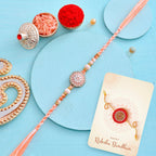 trueBrowns X Voylla Men's Orange Thread Traditional Design White Pearls Rakhi For Brother - Distacart
