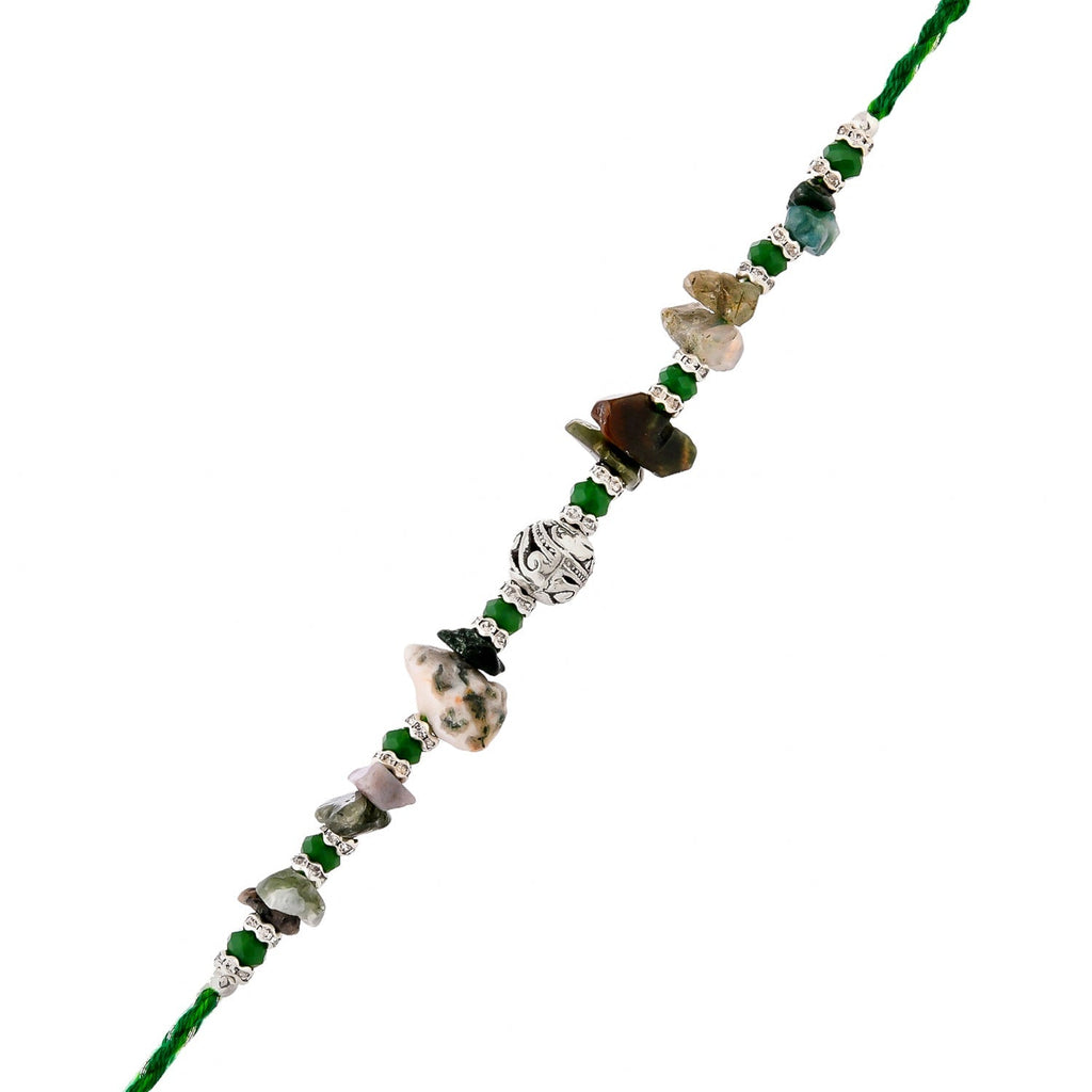 trueBrowns X Voylla Green Beads Bohemian Motif Thread Rakhi For Brother - Distacart