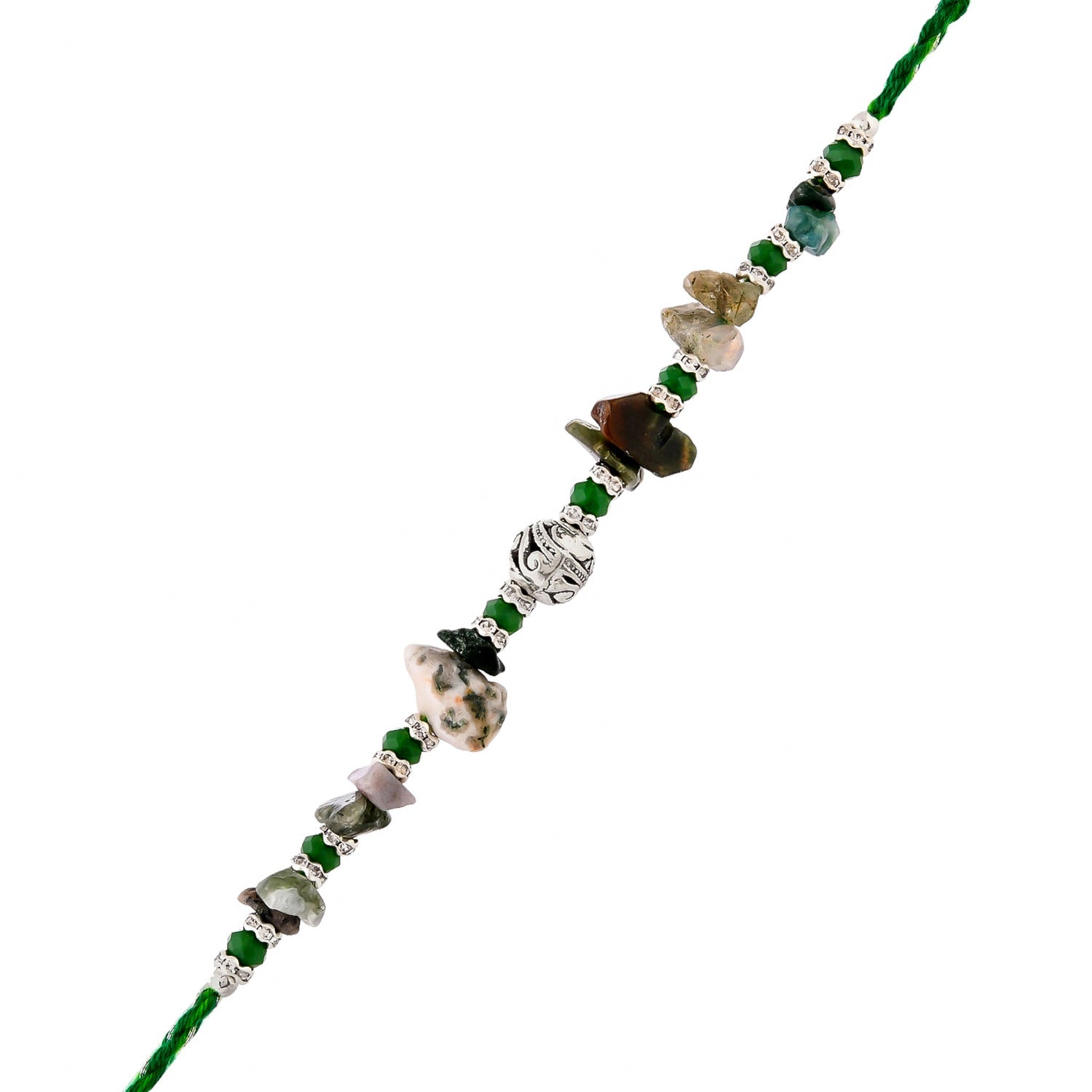 trueBrowns X Voylla Green Beads Bohemian Motif Thread Rakhi For Brother - Distacart