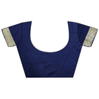 Joban Fashion Navy Blue Ethnic Floral Motifs Soft Lichi Silk Banarasi Saree - Distacart