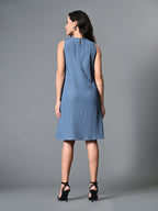 Myshka Women's Round Neck Sleeveless Embellished A-Line Dress in Grey Color - Distacart