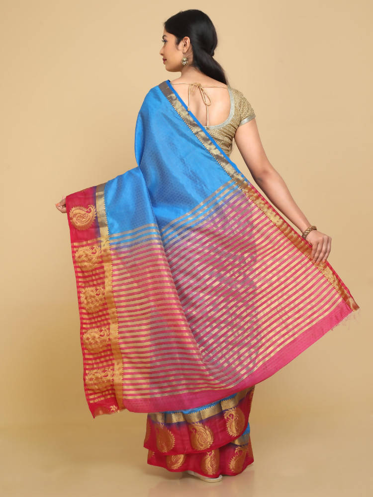 Kalamandir Woven Design Dark Blue Pashmina Saree