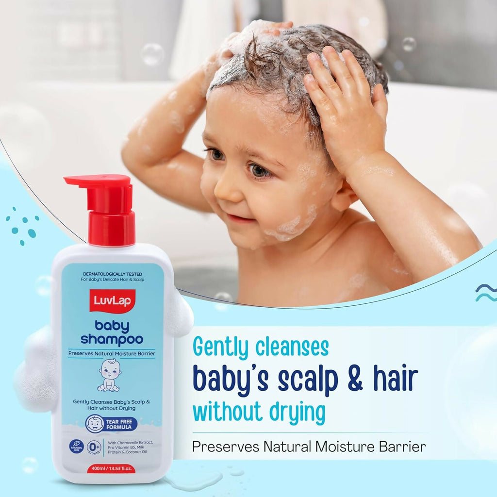 LuvLap Milky Soft Baby Shampoo with Milk Protein, Vitamin E & Coconut Oil, Shea Butter & Chamomile