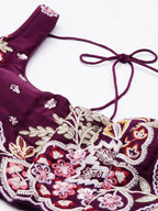 House of Panchhi Burgundy Georgette Sequins and thread embroidery Lehenga choli & Dupatta