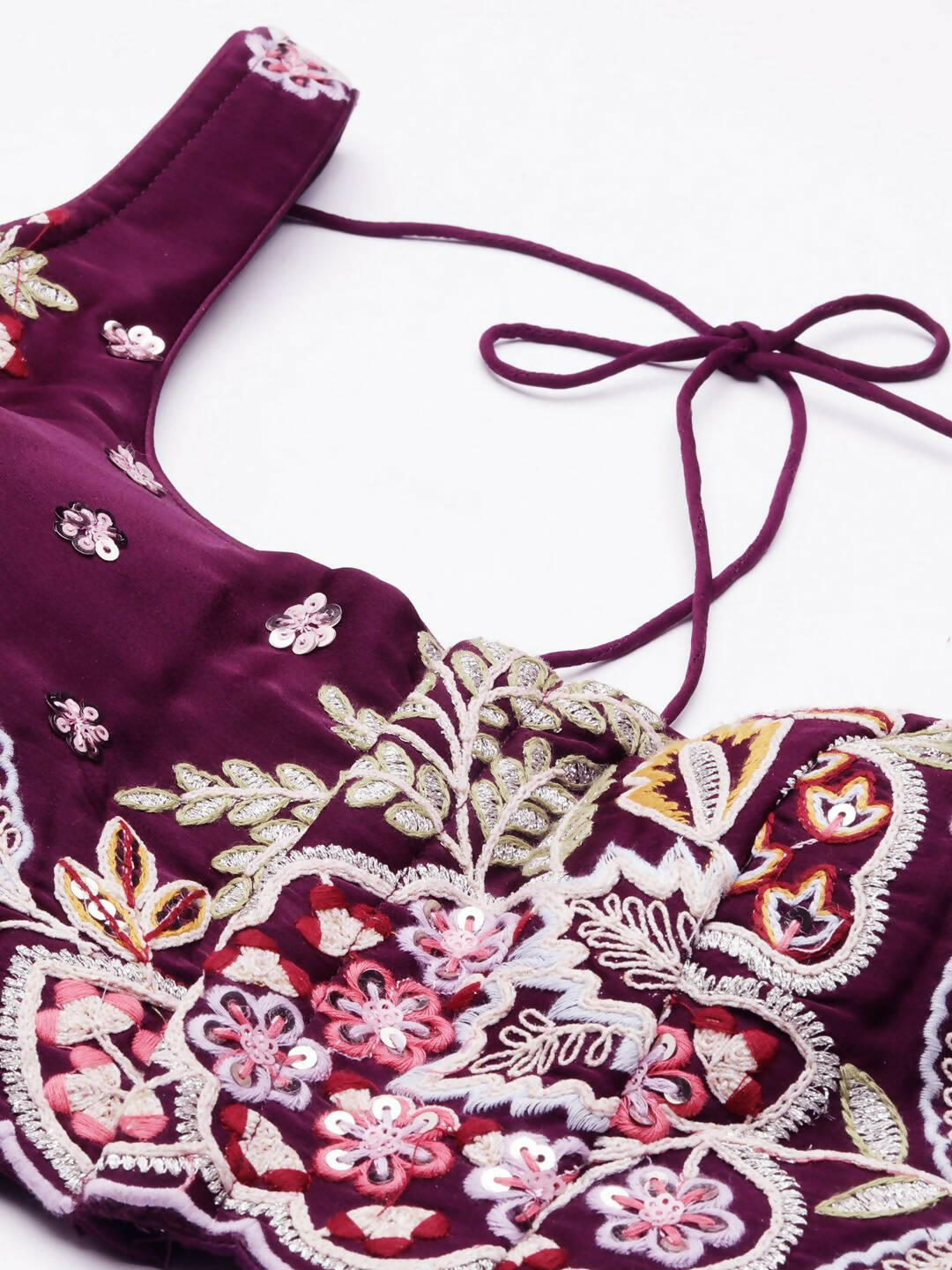 House of Panchhi Burgundy Georgette Sequins and thread embroidery Lehenga choli & Dupatta
