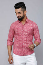 Miravan Men's Cotton Pink Floral Printed Shirt