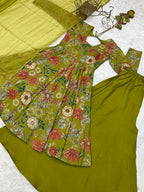 Evanik Mehendi Pure Romance Silk With Print Kediya With Palazzo Suit