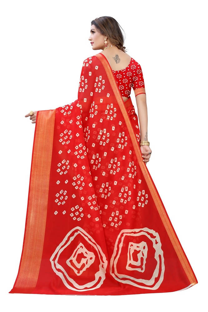 Vamika Red Linen Zari Border Saree