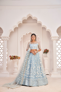 Eilara Women'S Sky Blue Butterfly Net Embroidered Thread Work Festivals Lehenga Choli
