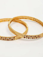 NVR Women Set of 2 Gold Plated CZ Stone Bangle - Distacart