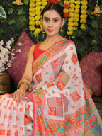 Shree Shyam Fashion Linen Cotton White Saree - Distacart