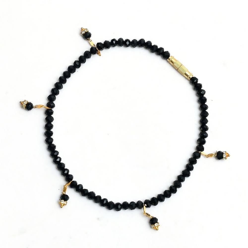 Mominos Fashion Kamal Johar Black Beads Anklets