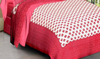 Vamika Printed Cotton White & Pink Bedsheet With Pillow Covers (LEOC_BRFI_P)