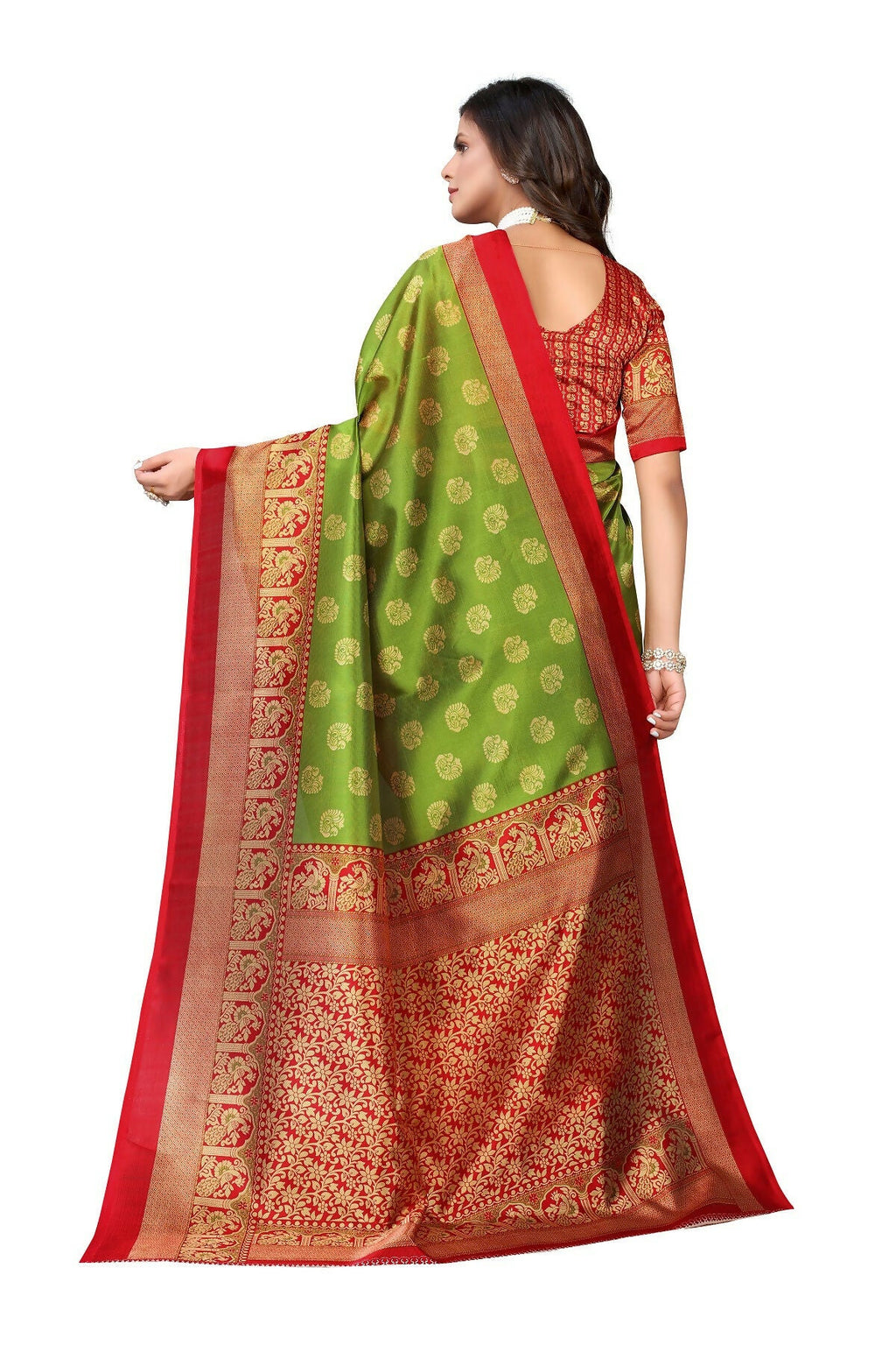 Vamika Green Printed Art Silk Saree