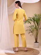 Hand Embroidered Co Ords, Yellow - Hiral Fashion - Distacart