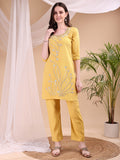 Hand Embroidered Co Ords, Yellow - Hiral Fashion - Distacart