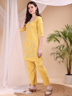 Hand Embroidered Co Ords, Yellow - Hiral Fashion - Distacart