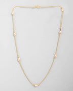 VOJ Gold-Polished Chain with White Hand Crafted Beads